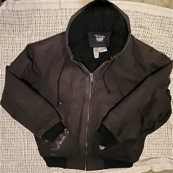 Walls Blizzard Pruf Canvas Jacket Mens XLarge BlackFull Zip Outdoor Work Vintage